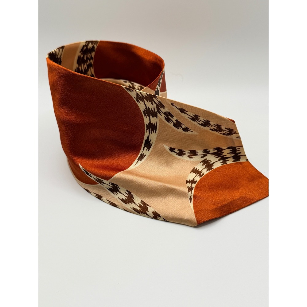 Vintage Haband Paterson NJ Rayon Tie Orange Brown Geometric MCM Swing 40s 50s